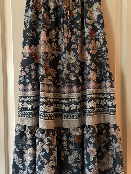 Sienna Sky Dresses & Skirts - Sienna Sky Navy Floral Tiered Peasant Skirt with Blush Accents